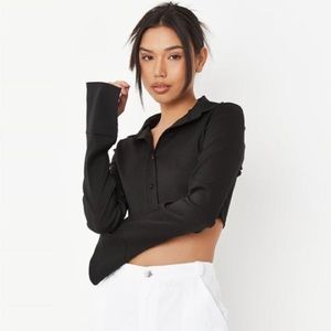 poplin cropped curve hem shirt